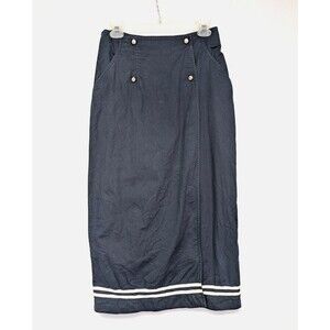 Vintage Nipon Studio Long Wrap Pencil Skirt Nautical Sailor 100% Cotton Size 8